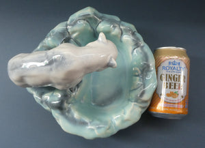1930s ART DECO Czech Polar Bear Bowl. Very Decorative Figurative Centerpiece Designed by Ditmar Urbach 