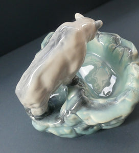 1930s ART DECO Czech Polar Bear Bowl. Very Decorative Figurative Centerpiece Designed by Ditmar Urbach 