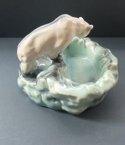 1930s ART DECO Czech Polar Bear Bowl. Very Decorative Figurative Centerpiece Designed by Ditmar Urbach 
