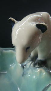 1930s ART DECO Czech Polar Bear Bowl. Very Decorative Figurative Centerpiece Designed by Ditmar Urbach (Copy)