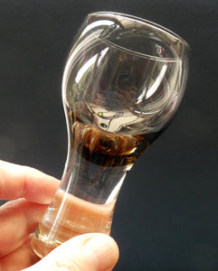 SET OF SIX Caithness CANISBAY Small Brown Coloured Glasses (Peat) Space Age Shape. 4 3/8 inches in height