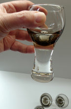 Load image into Gallery viewer, SET OF SIX Caithness CANISBAY Small Brown Coloured Glasses (Peat) Space Age Shape. 4 3/8 inches in height
