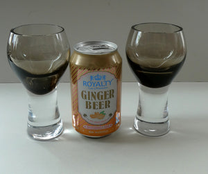 SIX Caithness CANISBAY LARGE Peat Coloured Wine Glasses. Space Age Shape. 5 1/4 inches in height