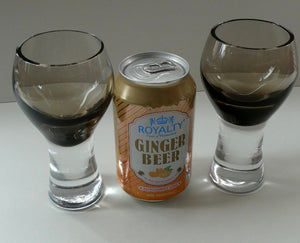 SIX Caithness CANISBAY LARGE Peat Coloured Wine Glasses. Space Age Shape. 5 1/4 inches in height