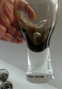 SIX Caithness CANISBAY LARGE Peat Coloured Wine Glasses. Space Age Shape. 5 1/4 inches in height