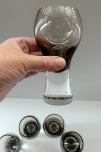 SIX Caithness CANISBAY LARGE Peat Coloured Wine Glasses. Space Age Shape. 5 1/4 inches in height