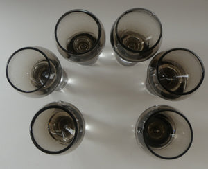 SIX Caithness CANISBAY LARGE Peat Coloured Wine Glasses. Space Age Shape. 5 1/4 inches in height