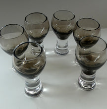 Load image into Gallery viewer, SIX Caithness CANISBAY LARGE Peat Coloured Wine Glasses. Space Age Shape. 5 1/4 inches in height
