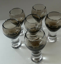 Load image into Gallery viewer, SIX Caithness CANISBAY LARGE Peat Coloured Wine Glasses. Space Age Shape. 5 1/4 inches in height
