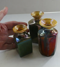 Load image into Gallery viewer, SCOTTISH POTTERY. Three 1970s / 1980s Margery Clinton Lustre Glaze Miniature Bottle Vases
