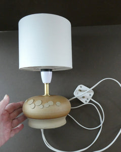 Vintage 1970s Art Pottery Stoneware Table Lamp with White Drum Shade