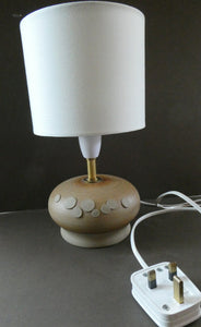 Vintage 1970s Art Pottery Stoneware Table Lamp with White Drum Shade