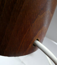 Load image into Gallery viewer, Vintage Scandinavian Style Teak Table Lamp with White Drum Shade. Height: 9 3/4 inches
