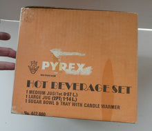 Load image into Gallery viewer,  Vintage 1960s Pyrex Hot Water Set with Heating Tray &amp; Original Box. UNUSE
