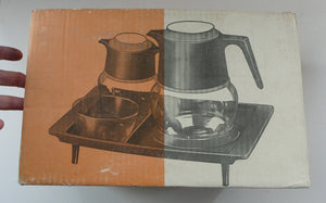  Vintage 1960s Pyrex Hot Water Set with Heating Tray & Original Box. UNUSE
