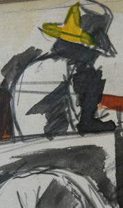 Josef Herman (1911 - 2000). Watercolour Study of a Man, Donkey and Cart; c 1960s
