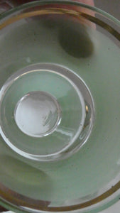 Stylish 1950s LAEKEN CRISTAL Green Frosted Glass & Gold Decanter with Six Small Tumblers: Made in Belgium