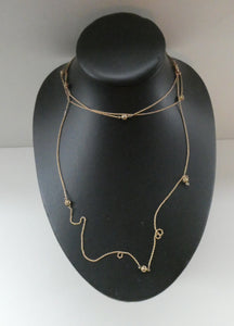 Long Fancy Guard or Muff Chain with Gold Ball Inclusions. 14 Carat Gold. Weight 11 grams