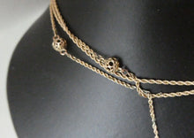 Load image into Gallery viewer, Long Fancy Guard or Muff Chain with Gold Ball Inclusions. 14 Carat Gold. Weight 11 grams
