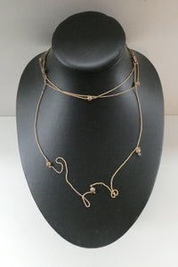 Long Fancy Guard or Muff Chain with Gold Ball Inclusions. 14 Carat Gold. Weight 11 grams