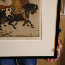 Load image into Gallery viewer, 1930s ORIGINAL Hand Coloured Drypoint by Elyse Ashe Lord. Chinese Warriors on Horseback. Pencil Signed
