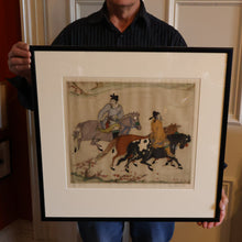 Load image into Gallery viewer, 1930s ORIGINAL Hand Coloured Drypoint by Elyse Ashe Lord. Chinese Warriors on Horseback. Pencil Signed
