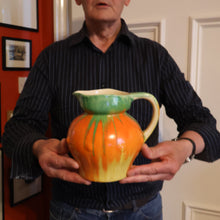Load image into Gallery viewer, Large 1930s TUDOR Ceramics Art Deco Colourful Dripware Jug. Height 6 1/2 inches
