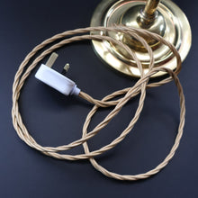 Load image into Gallery viewer, Stylish Early 20th Century Brass Table Lamp with White Glass Shade with Frilled Edge. REWIRED
