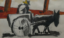 Load image into Gallery viewer, Josef Herman (1911 - 2000). Watercolour Study of a Man, Donkey and Cart; c 1960s
