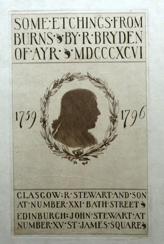 Etching by Robert Bryden (1865 - 1939). Copy of the Silhouette First Published in the Kilmarnock Edition