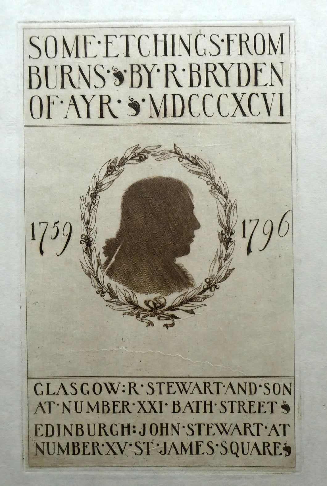 Etching by Robert Bryden (1865 - 1939). Copy of the Silhouette First Published in the Kilmarnock Edition