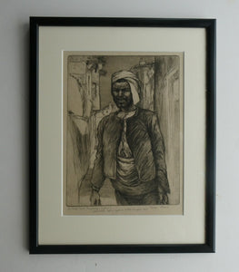 1920s Etching Drypoint by George Bain. A Man from Macedonia. Pencil Signed
