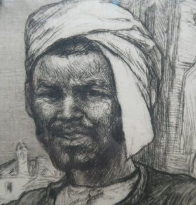 1920s Etching Drypoint by George Bain. A Man from Macedonia. Pencil Signed