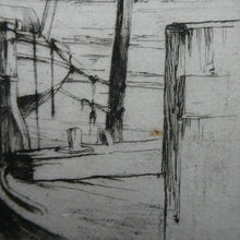 Load image into Gallery viewer, 1920s Original Pencil Signed Limited Edition Etching &quot;Thames Barges&quot; by Aileen Mary Elliott
