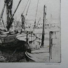 Load image into Gallery viewer, 1920s Original Pencil Signed Limited Edition Etching &quot;Thames Barges&quot; by Aileen Mary Elliott
