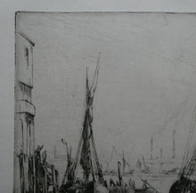 Load image into Gallery viewer, 1920s Original Pencil Signed Limited Edition Etching &quot;Thames Barges&quot; by Aileen Mary Elliott
