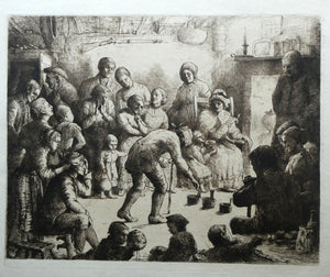  Etching by Robert Bryden (1865 - 1939). Illustration to Burns "Halloween" (1895)