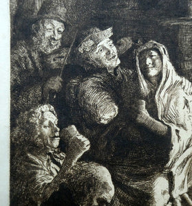 Etching by Robert Bryden (1865 - 1939). Illustration to Burns "The Jolly Beggars" (1895)