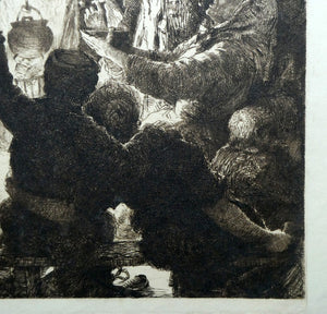 Etching by Robert Bryden (1865 - 1939). Illustration to Burns "The Jolly Beggars" (1895)