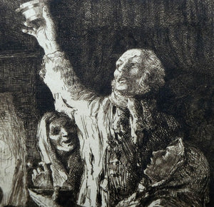 Etching by Robert Bryden (1865 - 1939). Illustration to Burns "The Jolly Beggars" (1895)