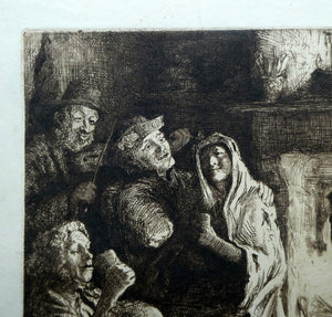 Etching by Robert Bryden (1865 - 1939). Illustration to Burns "The Jolly Beggars" (1895)