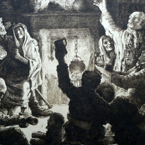 Etching by Robert Bryden (1865 - 1939). Illustration to Burns "The Jolly Beggars" (1895)