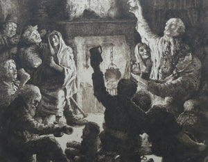 Etching by Robert Bryden (1865 - 1939). Illustration to Burns "The Jolly Beggars" (1895)