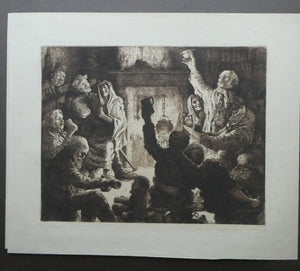 Etching by Robert Bryden (1865 - 1939). Illustration to Burns "The Jolly Beggars" (1895)