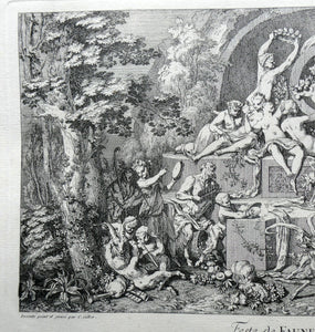 Original Antique Etching by Claude Gillot (1673 - 1722). The Feast of the Faun Media 1 of 15