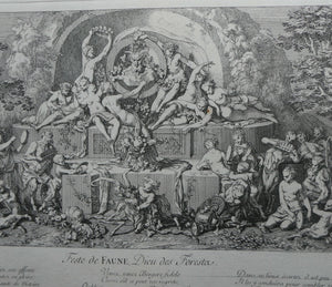 Original Antique Etching by Claude Gillot (1673 - 1722). The Feast of the Faun Media 1 of 15