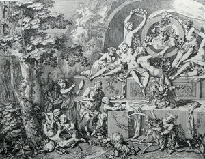 Original Antique Etching by Claude Gillot (1673 - 1722). The Feast of the Faun Media 1 of 15