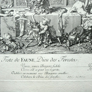 Original Antique Etching by Claude Gillot (1673 - 1722). The Feast of the Faun Media 1 of 15