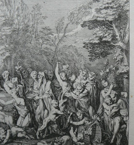 Original Antique FRENCH Etching by Claude Gillot (1673 - 1722). The Feast of the Pan