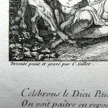 Load image into Gallery viewer, Original Antique FRENCH Etching by Claude Gillot (1673 - 1722). The Feast of the Pan
